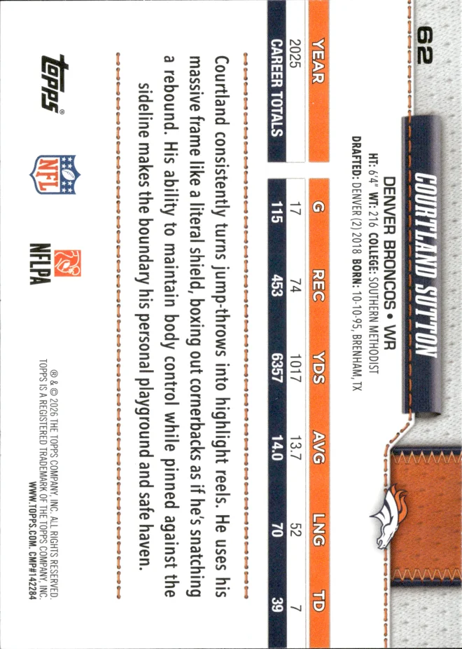 Courtland Sutton card back