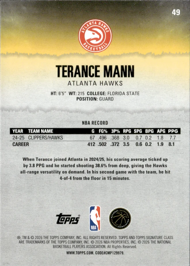 Terance Mann card back