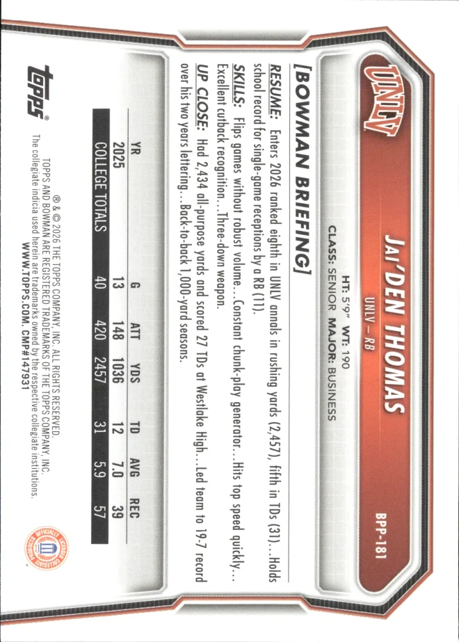 Jai'Den Thomas card back