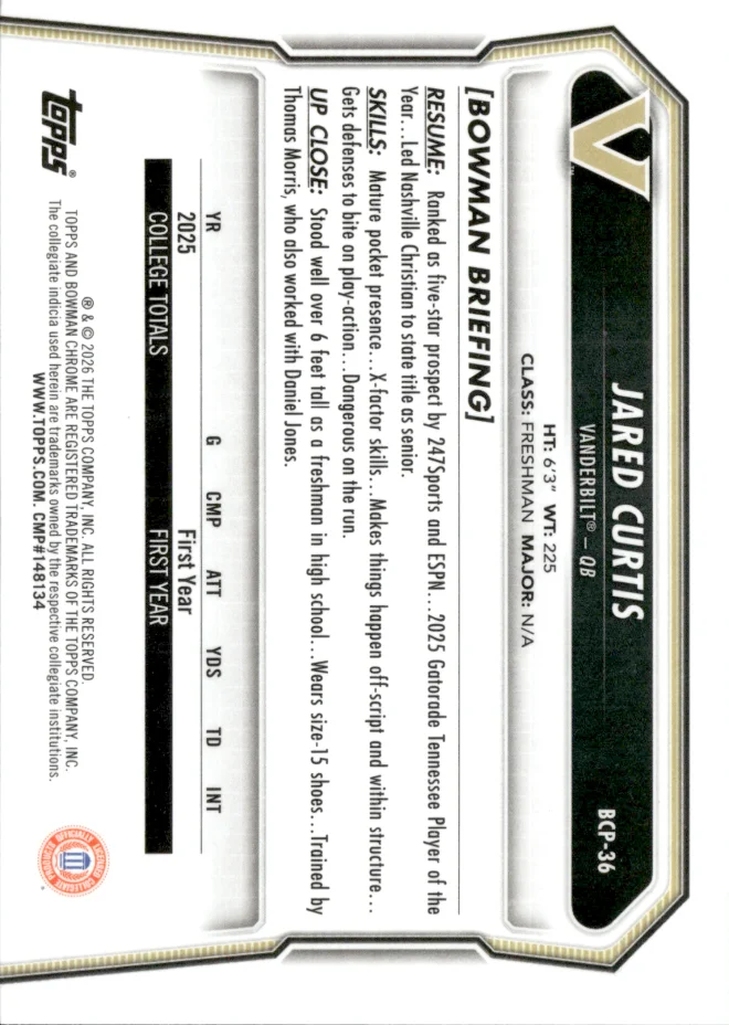 Jared Curtis card back