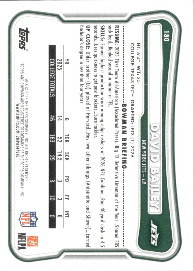 David Bailey card back