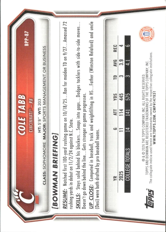 Cole Tabb card back