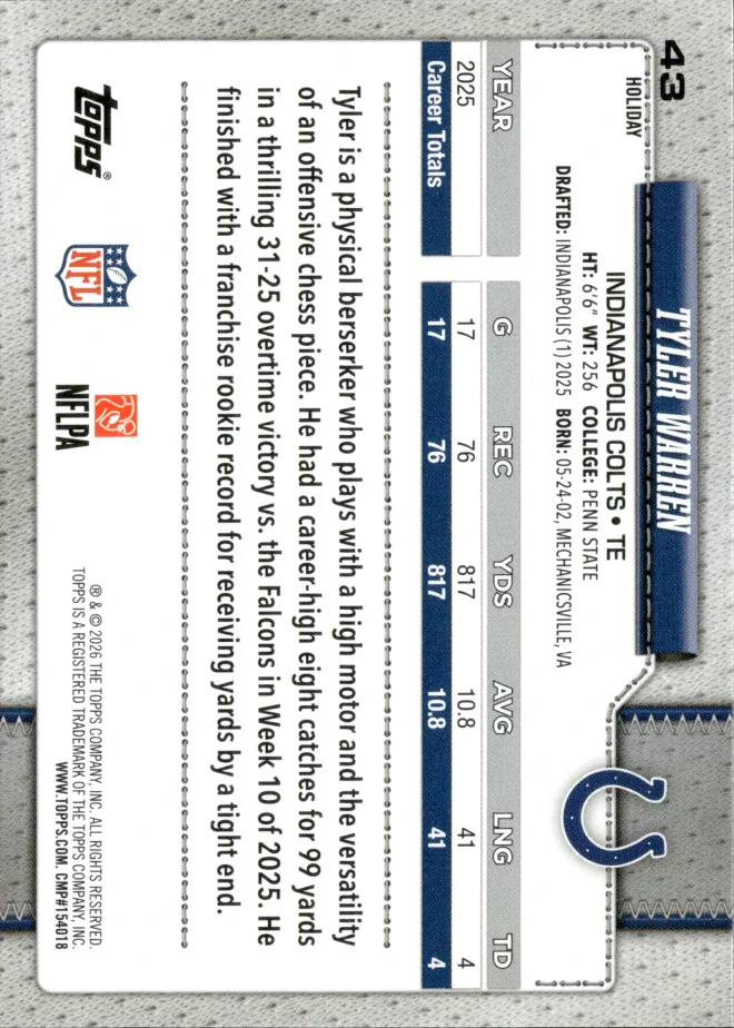 Tyler Warren card back