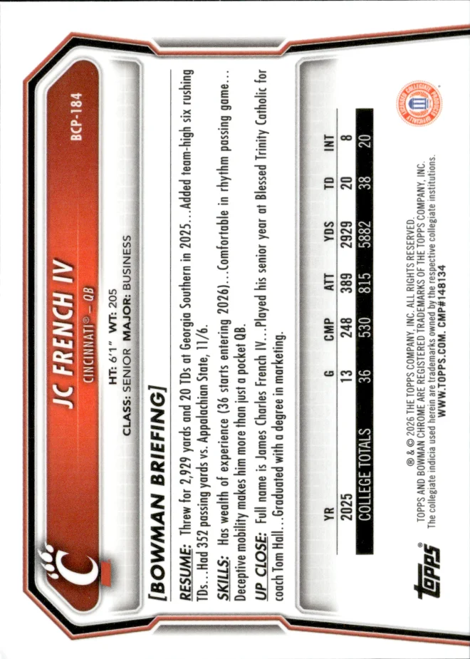 JC French IV card back