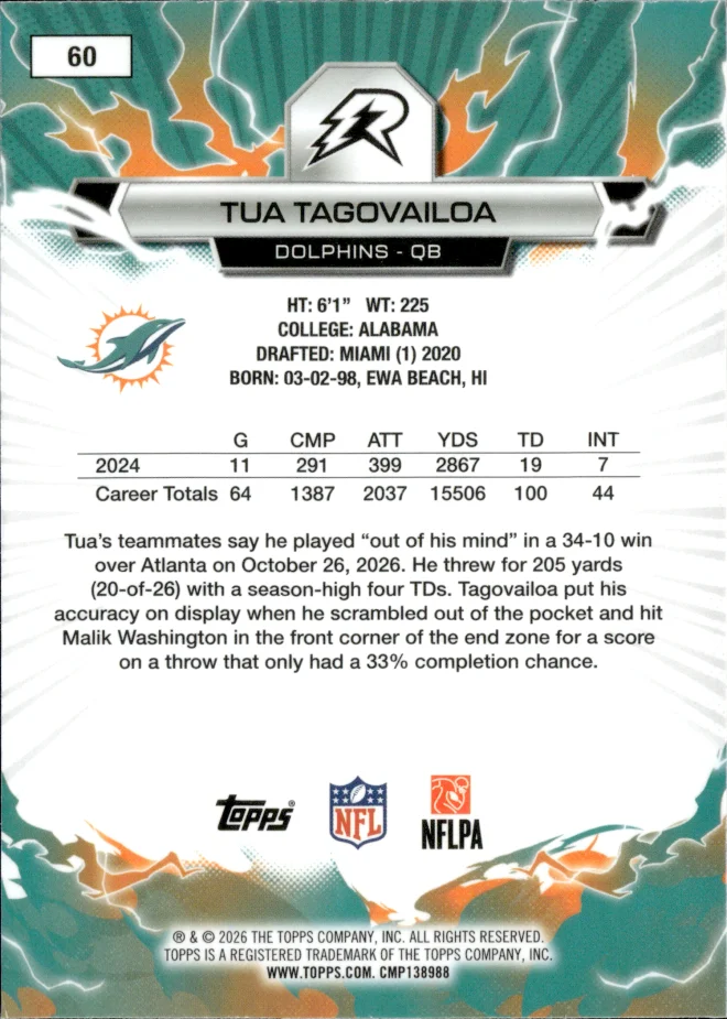 Tua Tagovailoa card back