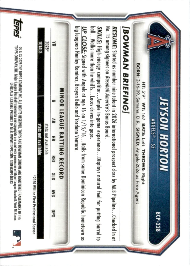 Jeyson Horton card back