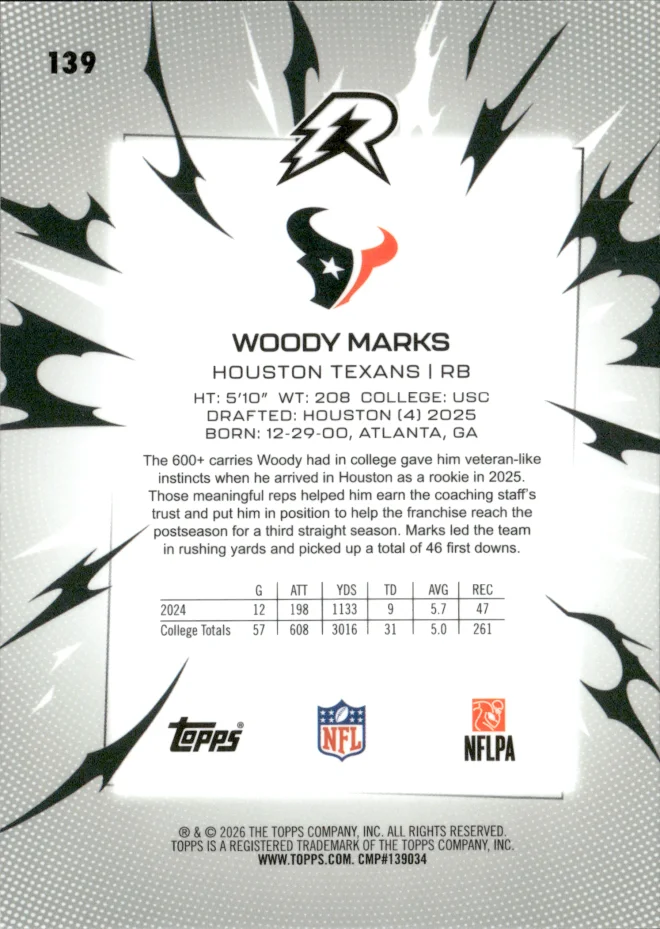 Woody Marks card back
