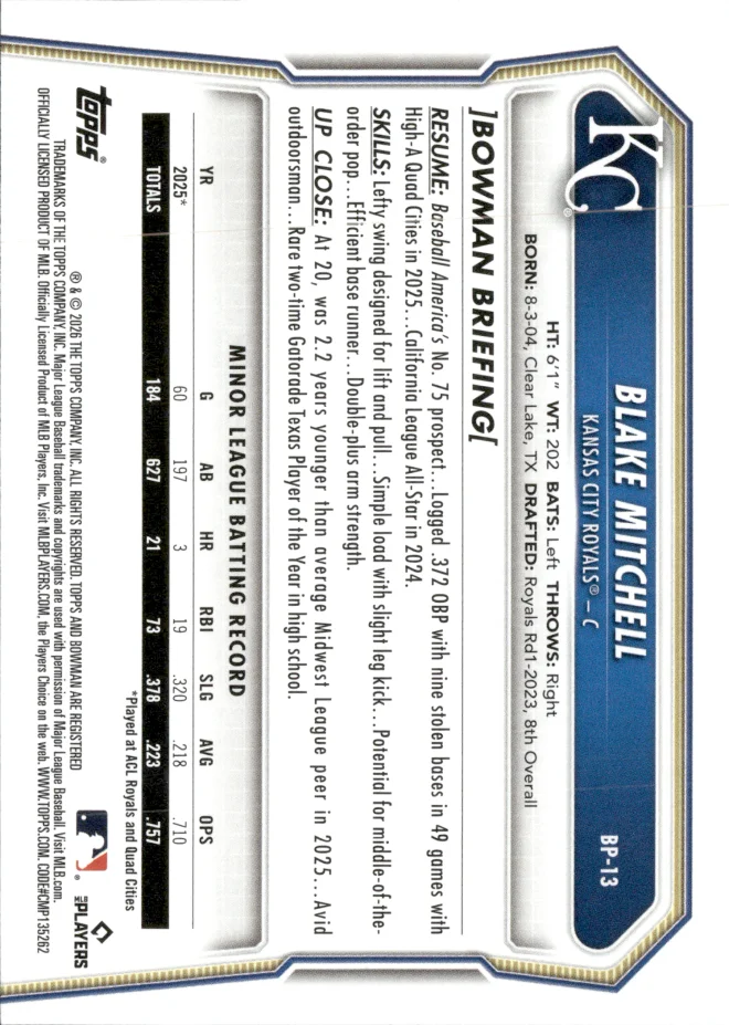 Blake Mitchell card back