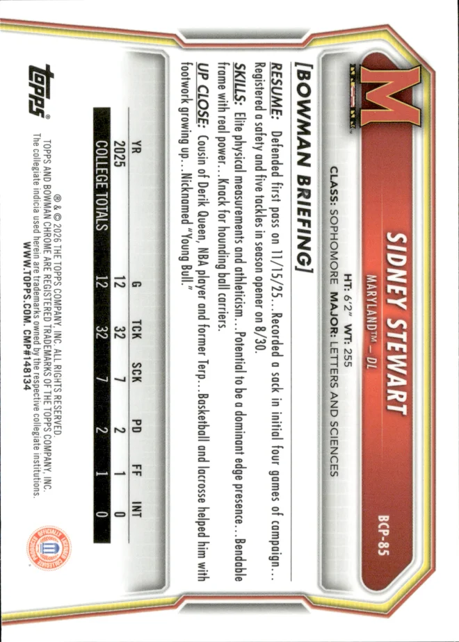 Sidney Stewart card back