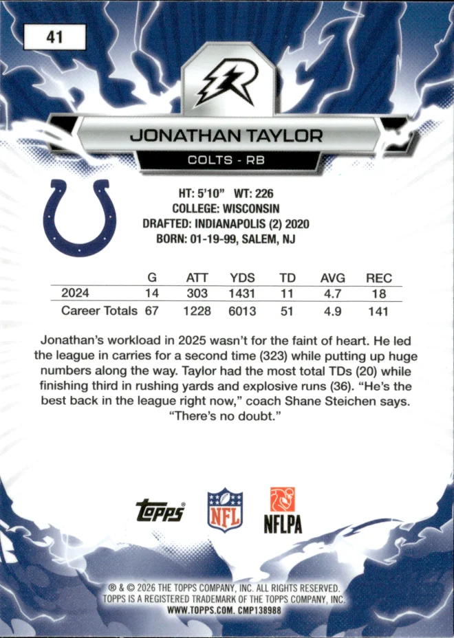 Jonathan Taylor card back