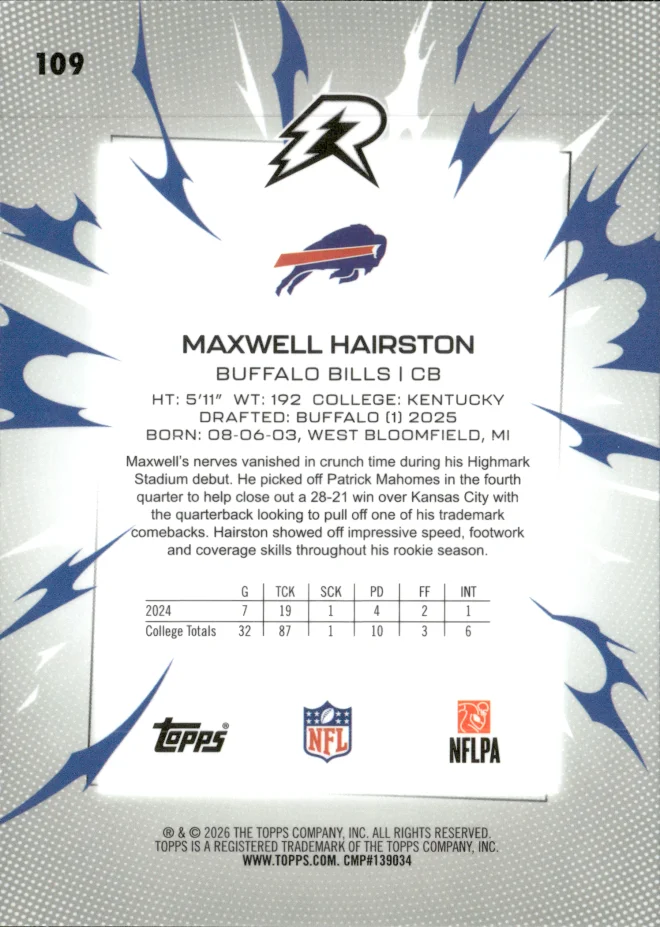 Maxwell Hairston card back