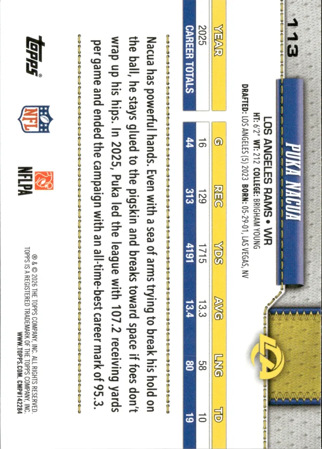 Puka Nacua card back