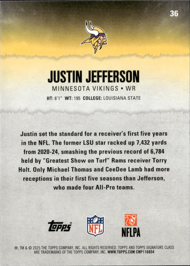 Justin Jefferson card back