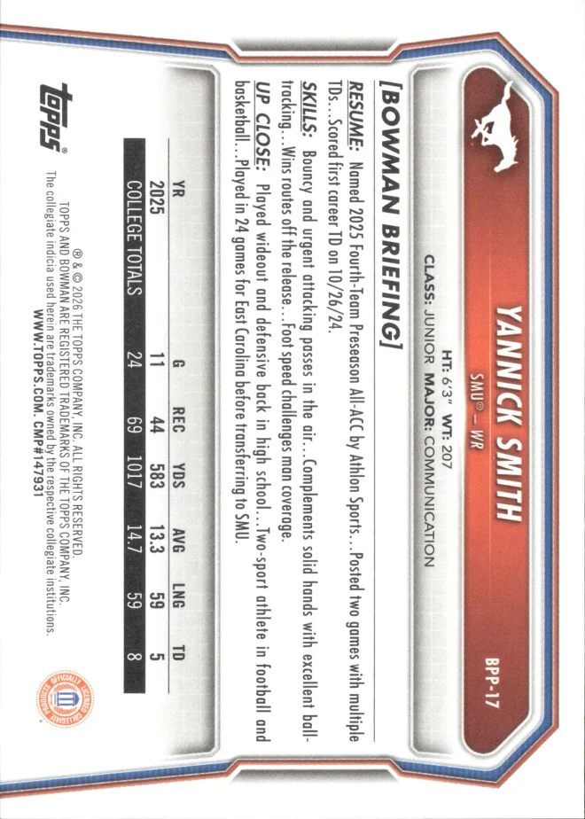 Yannick Smith card back