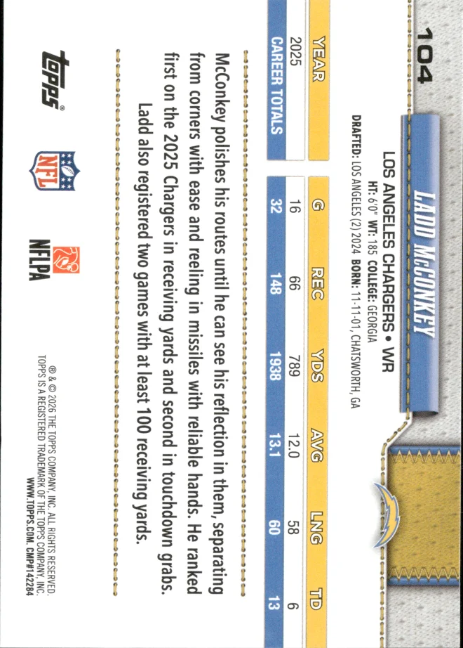 Ladd McConkey card back