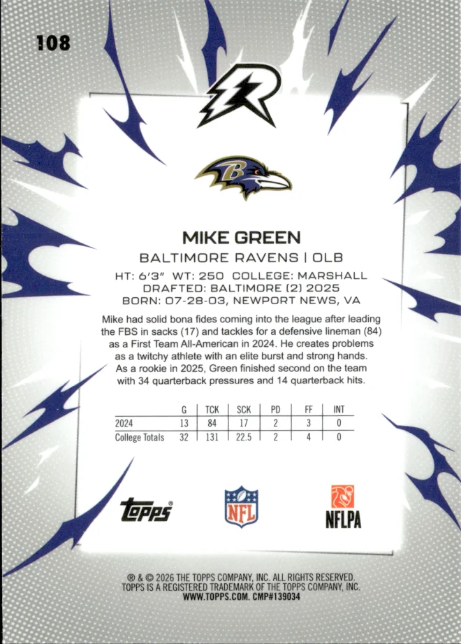 Mike Green card back