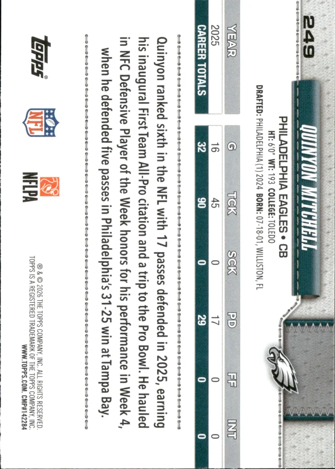 Quinyon Mitchell card back