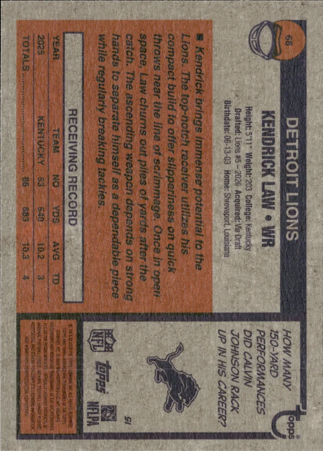 Kendrick Law card back