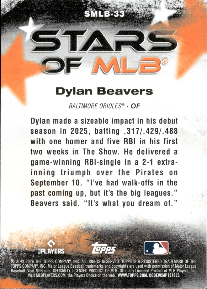 Dylan Beavers card back
