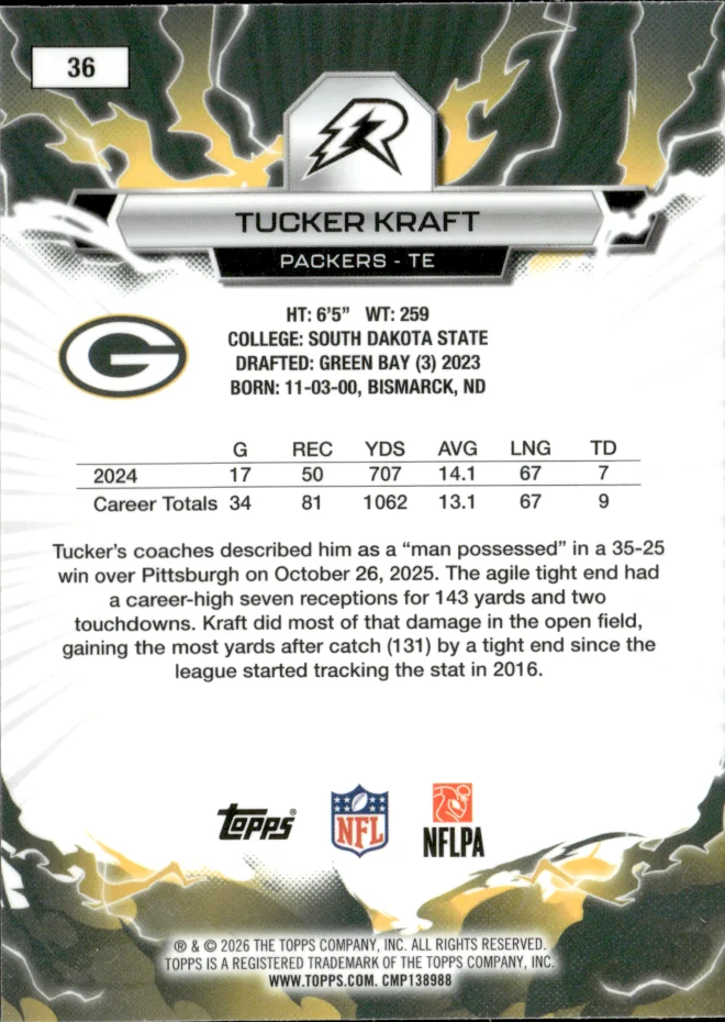 Tucker Kraft card back