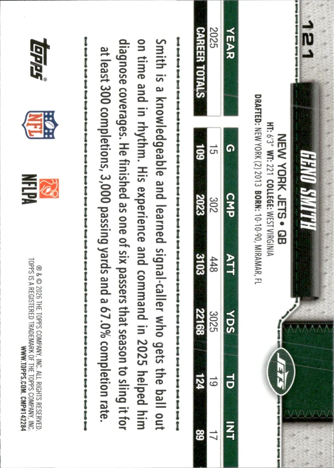 Geno Smith card back