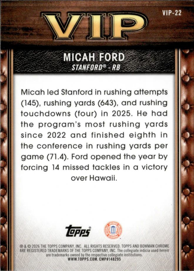 Micah Ford card back
