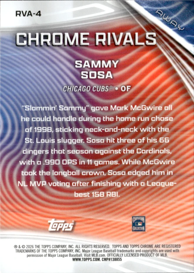 Sammy Sosa card back