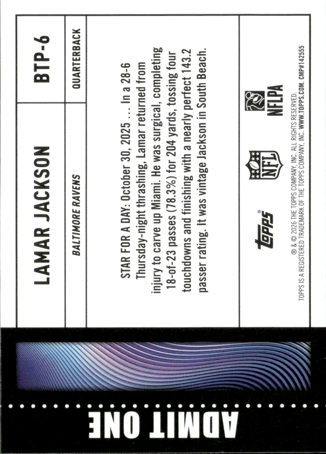 Lamar Jackson card back