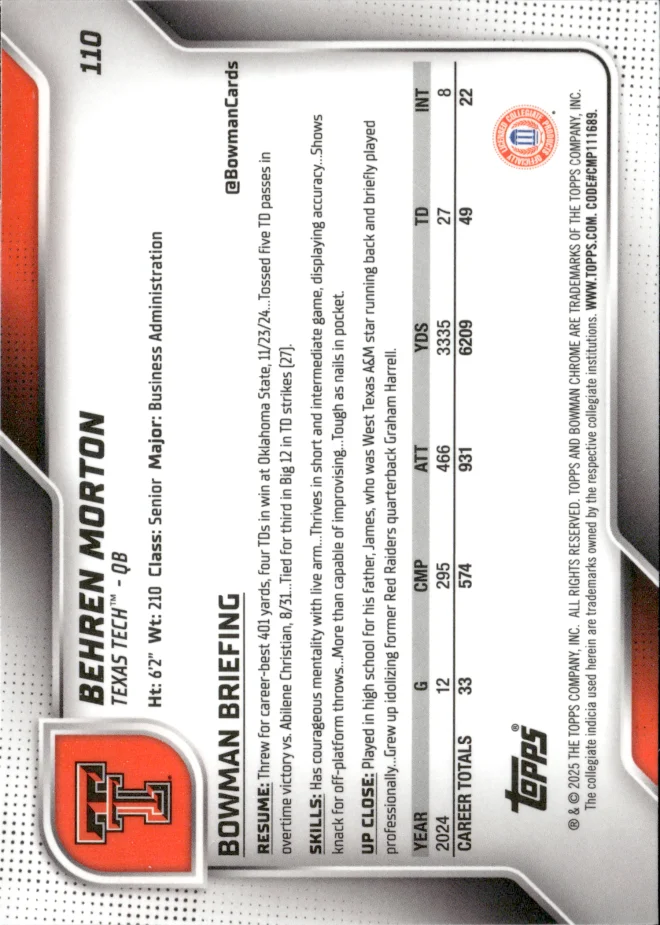 Behren Morton card back