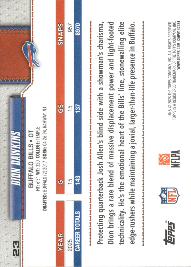 Dion Dawkins card back