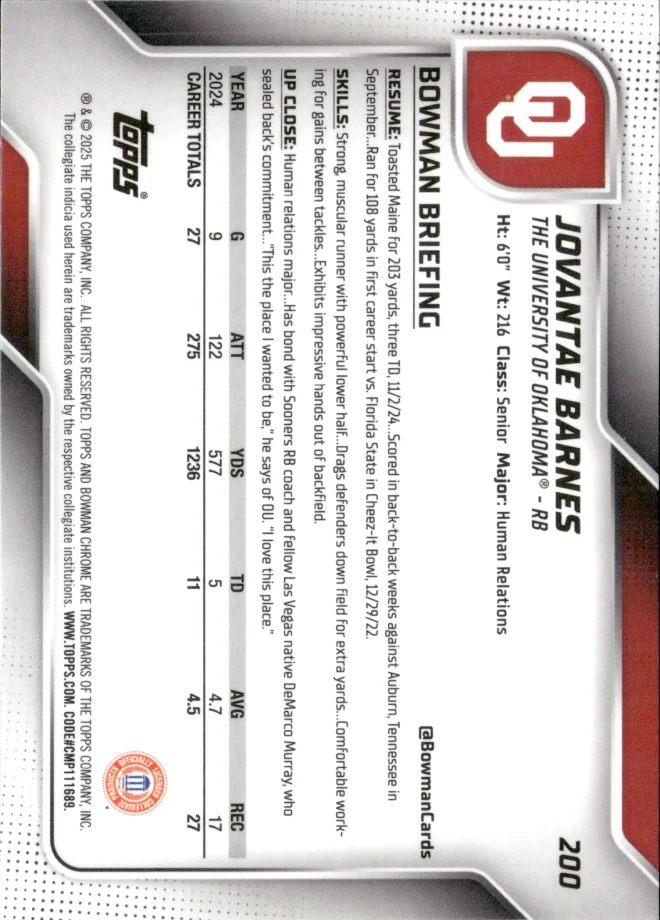 Jovantae Barnes card back