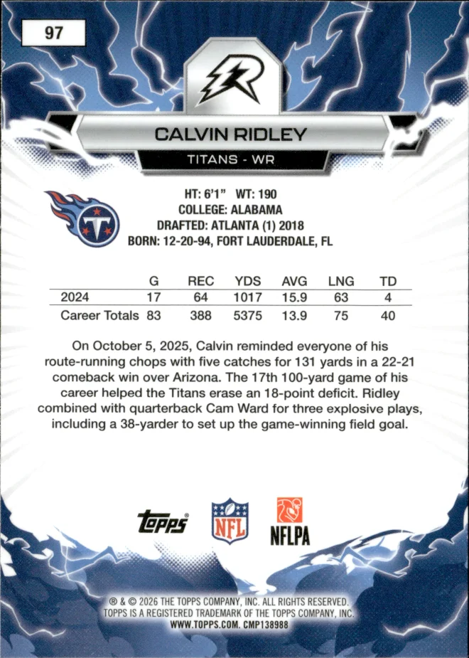 Calvin Ridley card back