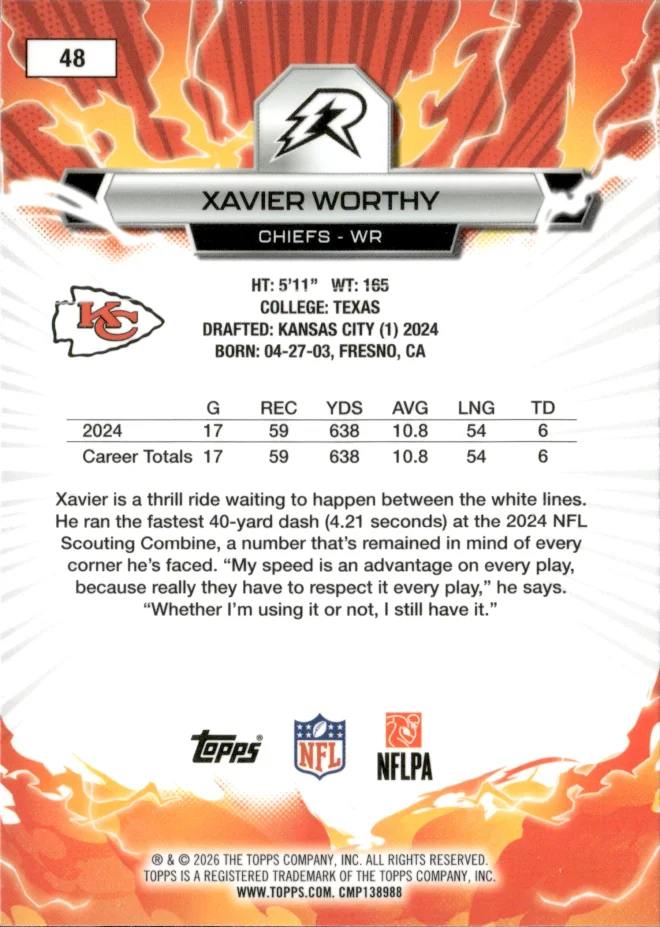 Xavier Worthy card back
