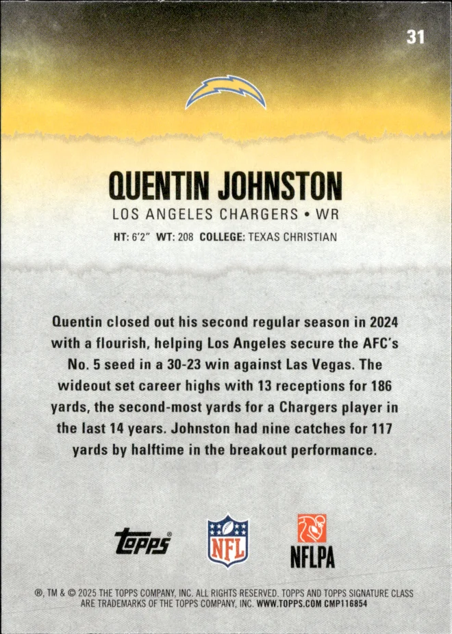 Quentin Johnston card back