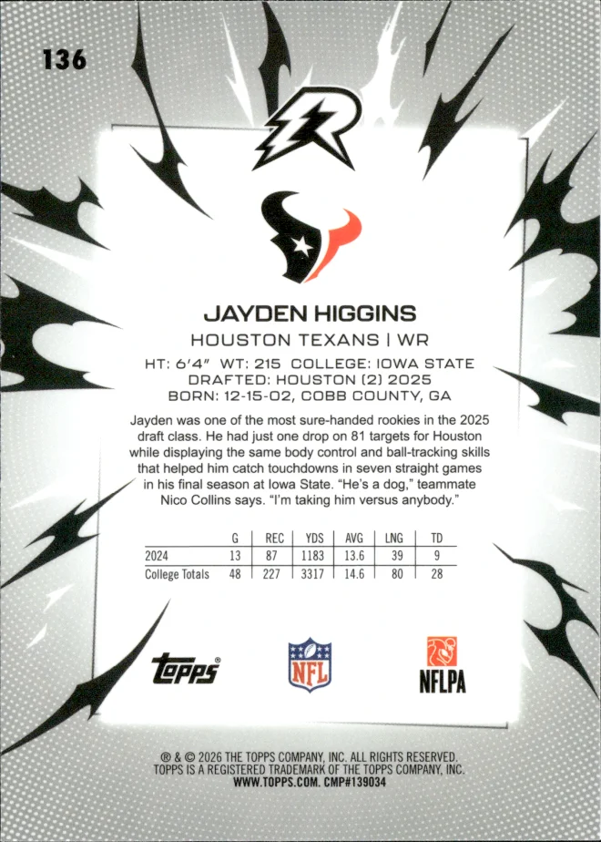 Jayden Higgins card back