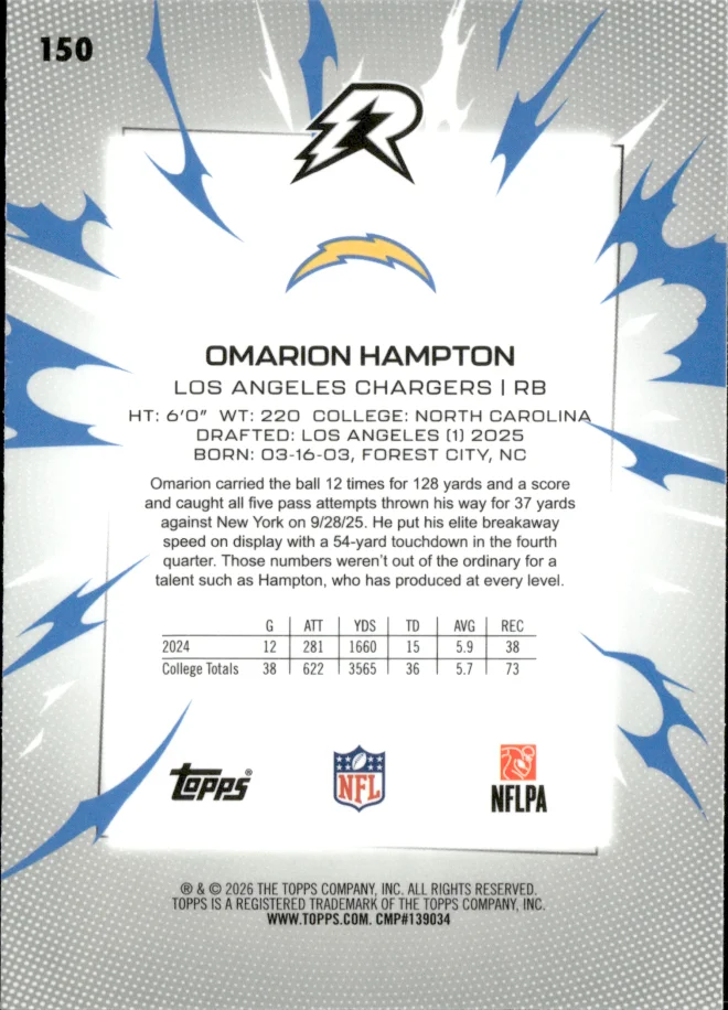 Omarion Hampton card back
