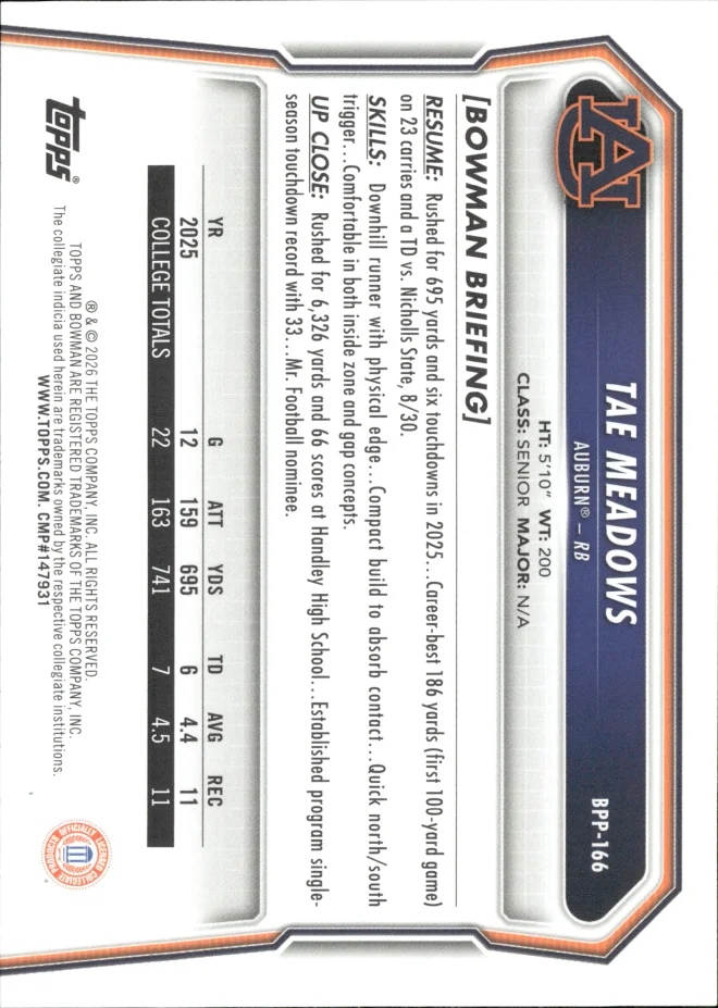 Tae Meadows card back