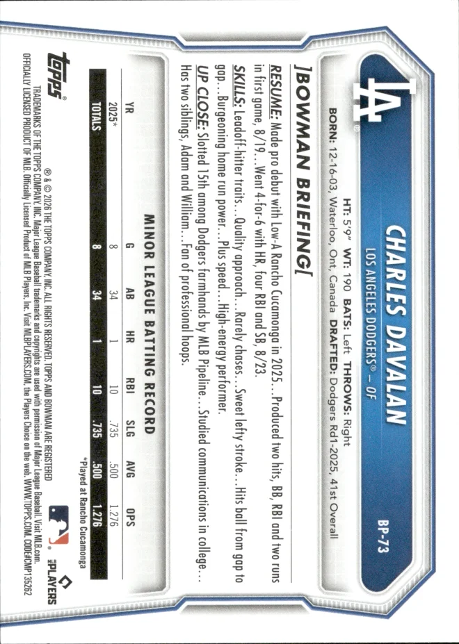Charles Davalan card back