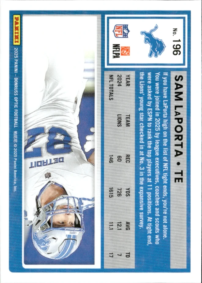 Sam LaPorta card back
