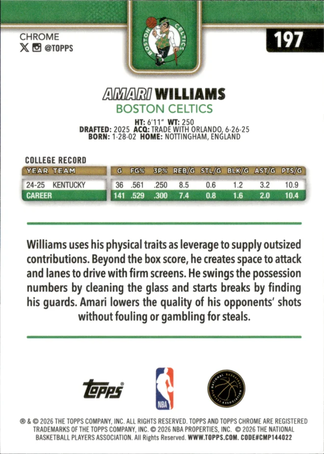 Amari Williams card back