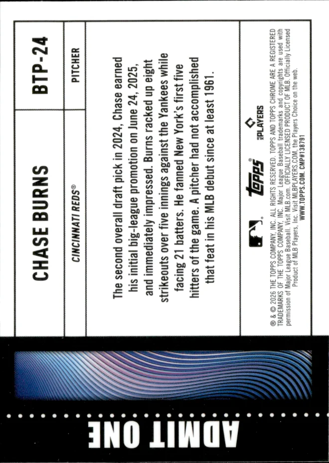 Chase Burns card back