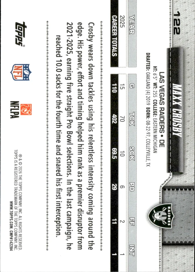 Maxx Crosby card back
