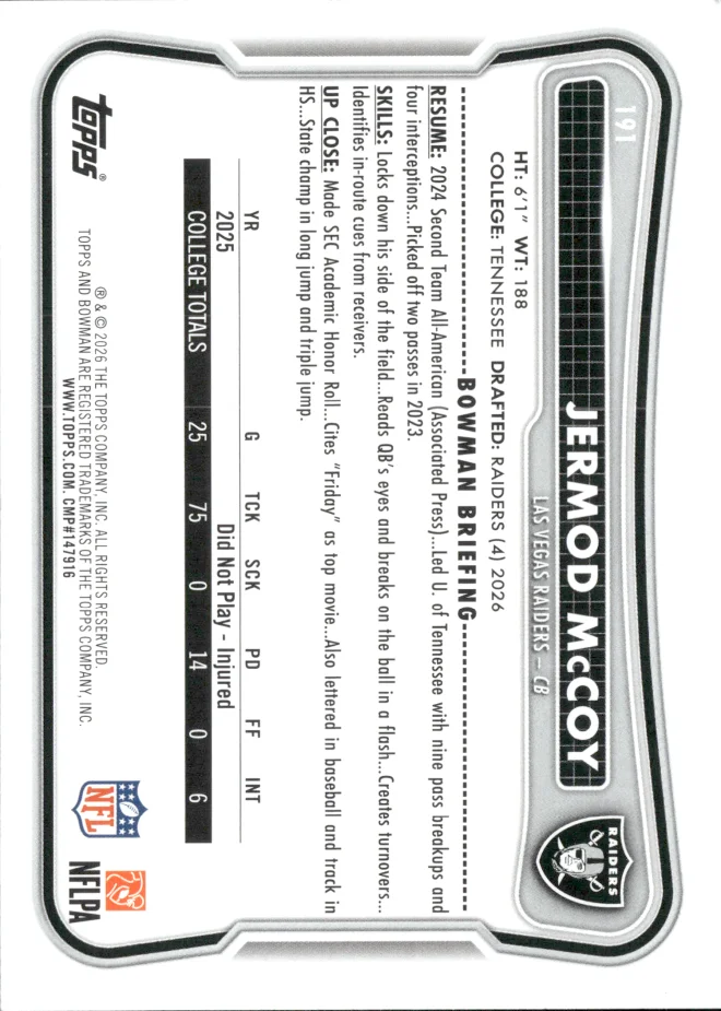 Jermod McCoy card back