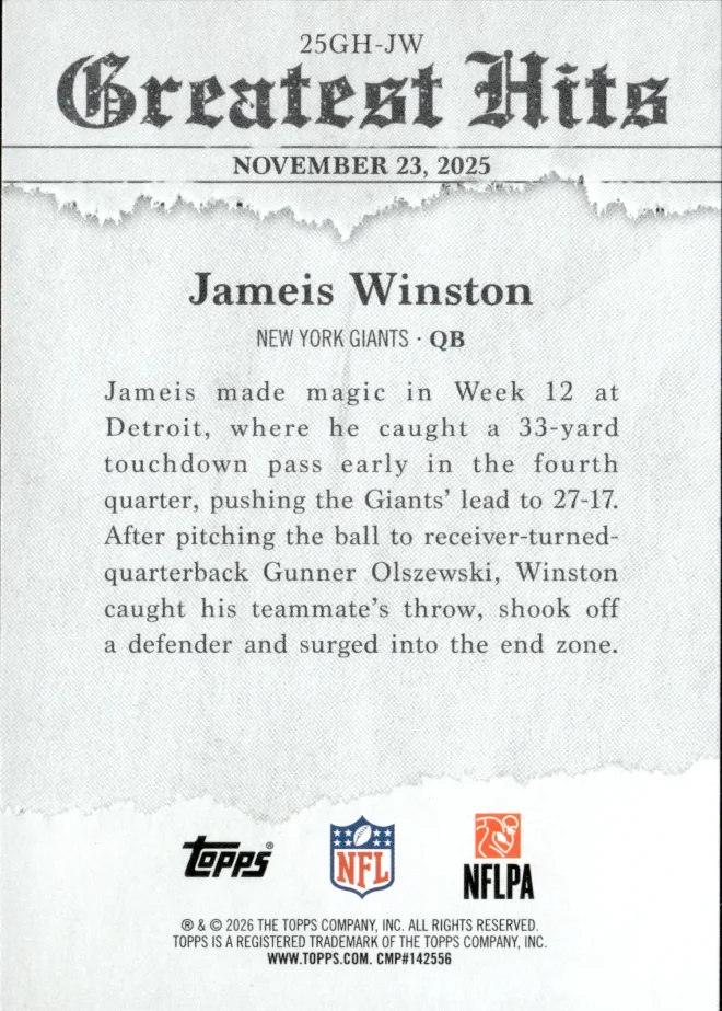 Jameis Winston card back