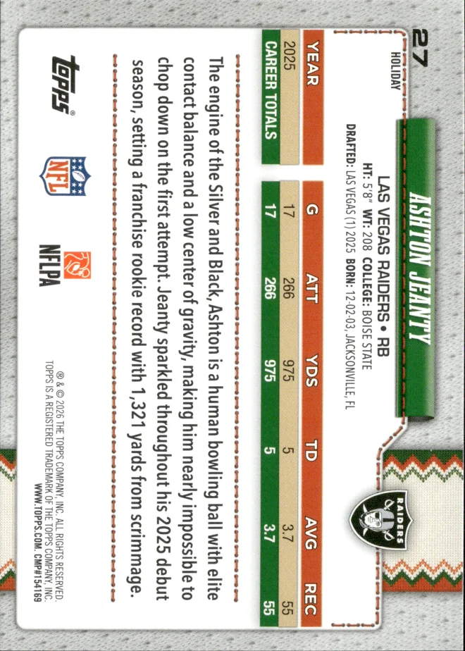 Ashton Jeanty card back