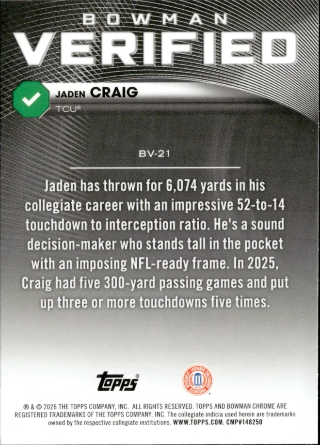 Jaden Craig card back