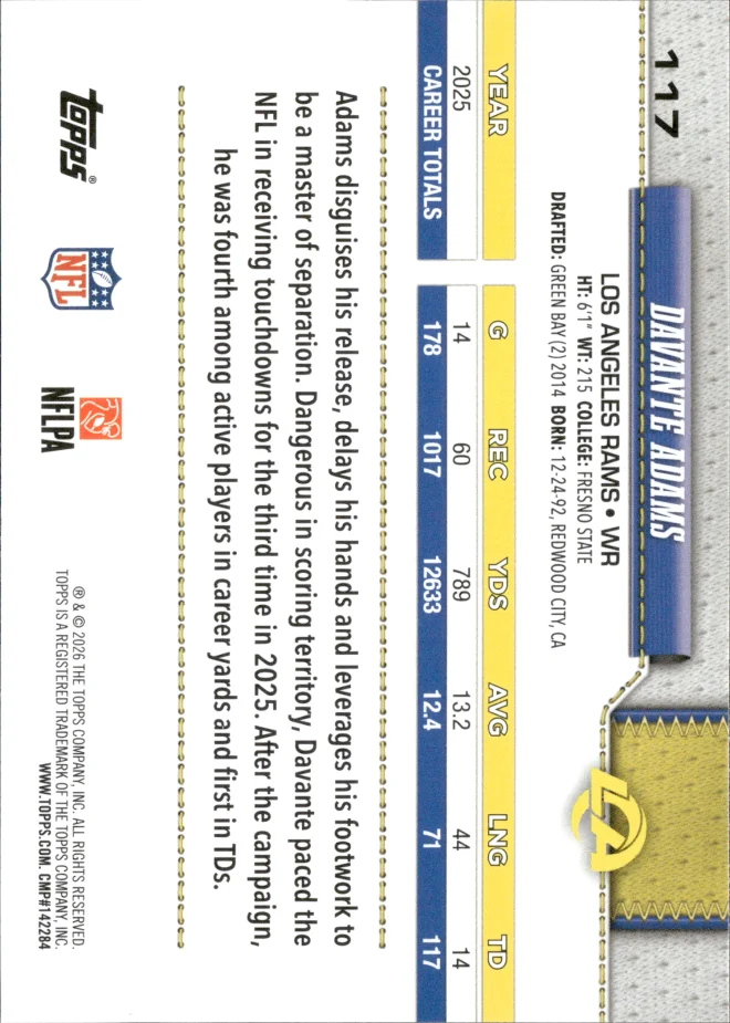 Davante Adams card back