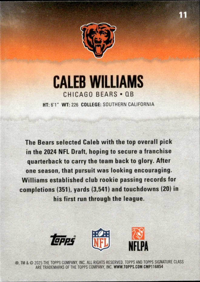 Caleb Williams card back