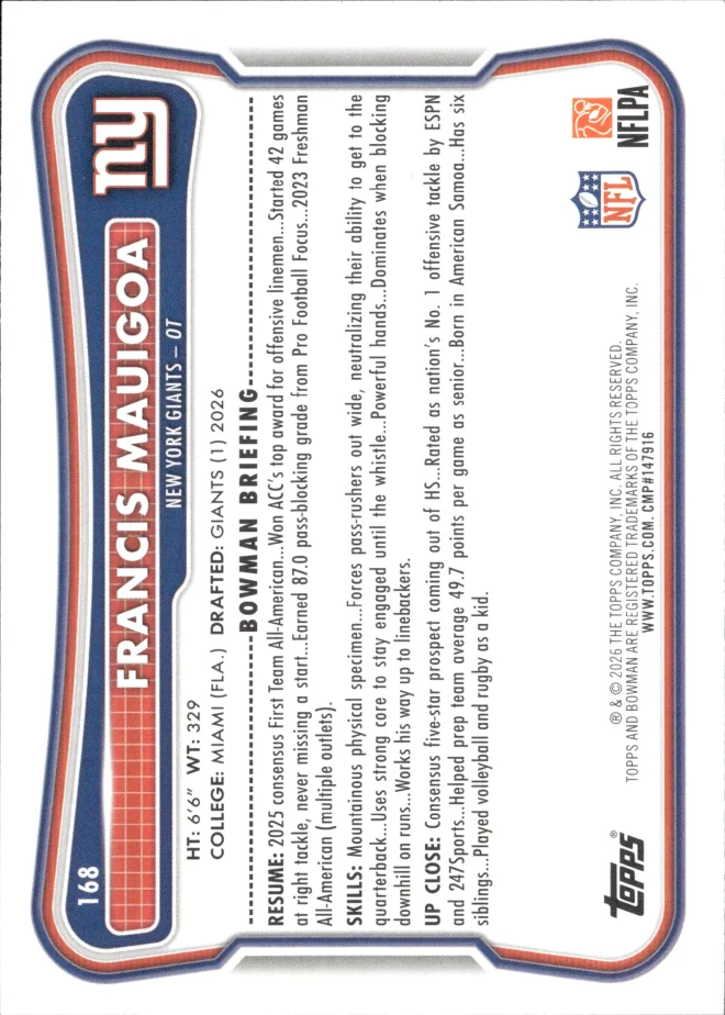 Francis Mauigoa card back