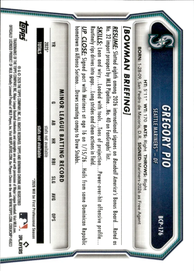 Gregory Pio card back